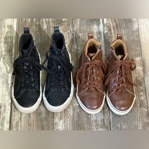 2 Pairs of Cat & Jack Lace-Up Zipper Sneaker Boots - Brown & Black - Size 13